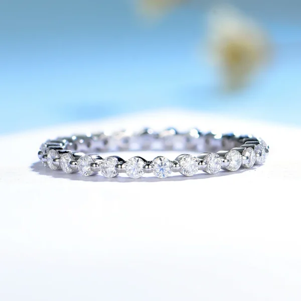 Kuololit Moissanite Ring 585 14K 10K 18K Rose Gold Half Eternity Bubble Rings for Women Jewelry Wedding Diamond Engagement Band