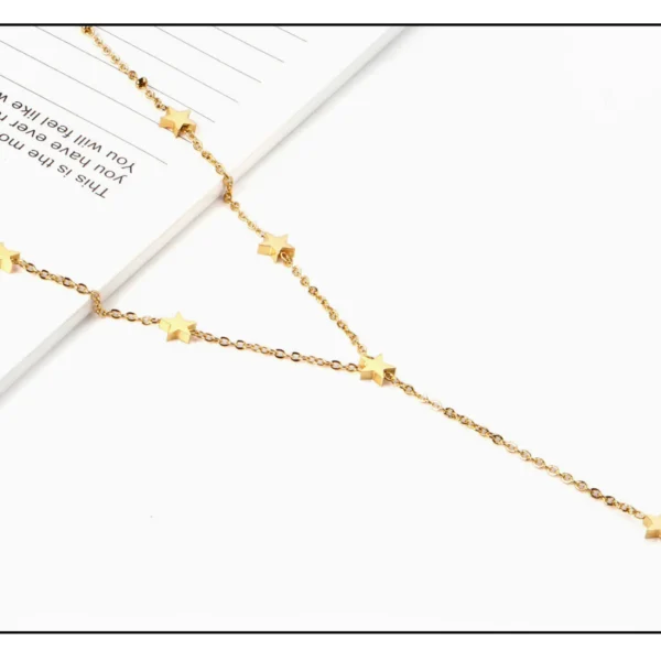 LUXUKISSKIDS 49cm+5cm Long Necklace Women Punk Style 6mm Gold Color Star Pendant Necklaces Inoxidable Mujer Tasesel Jewelry