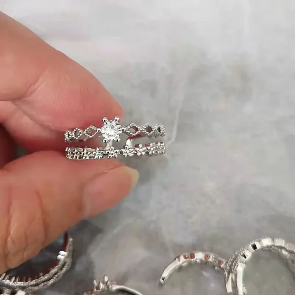 VENTFILLE 925 Sterling Silver Flower Lace Ring Korean Fashion Opening Inlaid CZ Adjustable Rings Valentine's Day Gift