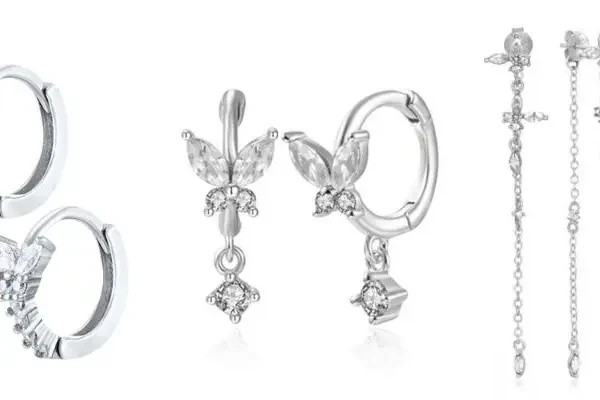 925 Sterling Silver Ear Needle Fashion Hoop Earrings White Crystal Luxury Women's Silver Earrings Wedding Women's Jewelry Gift