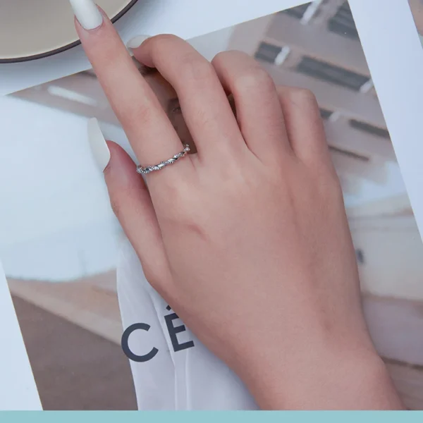 BAMOER 925 Sterling Silver Wedding Band for Women Synthetic Turquoise Twisted Rope Half Eternity Band Ring SCR1024