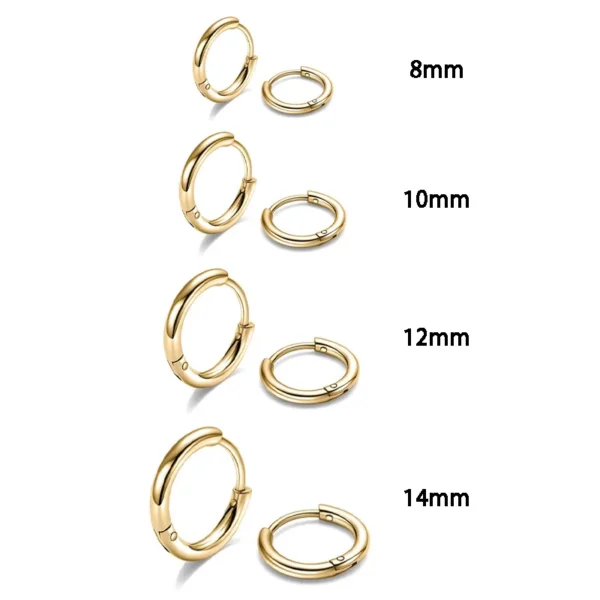 4Pairs Stainless Steel Solid Round Rings Huggies Earrings Set for Women Men Stackable Gold Plated Tiny Ear Cartilage Hoops