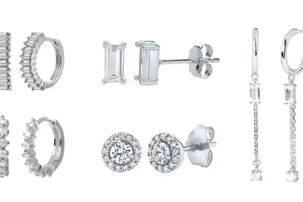 925 Sterling Silver Ear Needle Fashion Hoop Earrings White Crystal Luxury Women's Silver Earrings Wedding Women's Jewelry Gift