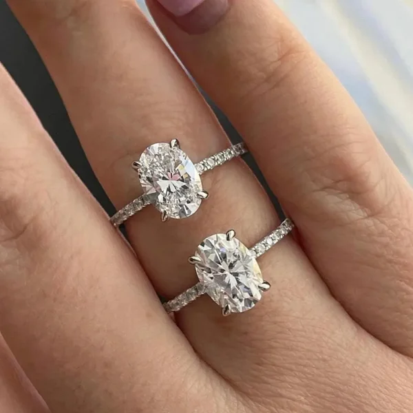 4.5CT Oval Cut Full Moissanite Rings for Women Sparkling Diamond S925 Sterling Silver Plated 18K Wedding Band Jewelry With GRA