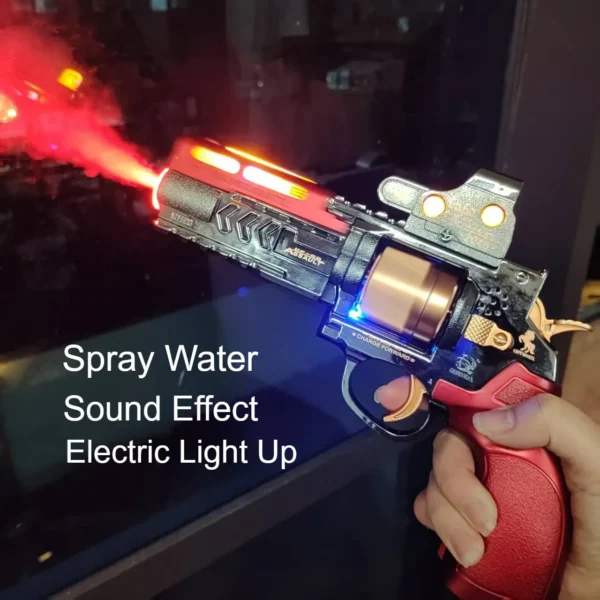 Electric Light Up Pistol Spray Toy Gun Dazzling Fighting Sound Hand Gun Toy Unique Telescopic Action Pistol for Kids Gift
