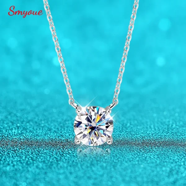 Smyoue White Gold Plated 1-10CT Moissanite Necklace for Women Classic Four Claws Pendant Wedding Jewelry 925 Sterling Silver